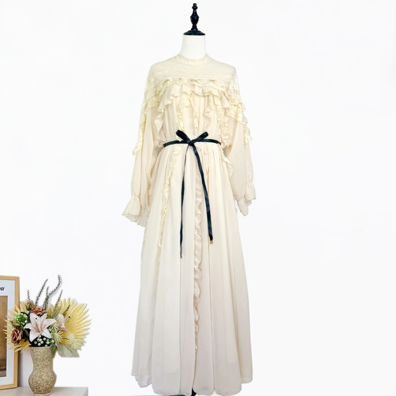 Romantic gauze long dress lotus leaf edges jumpsuit