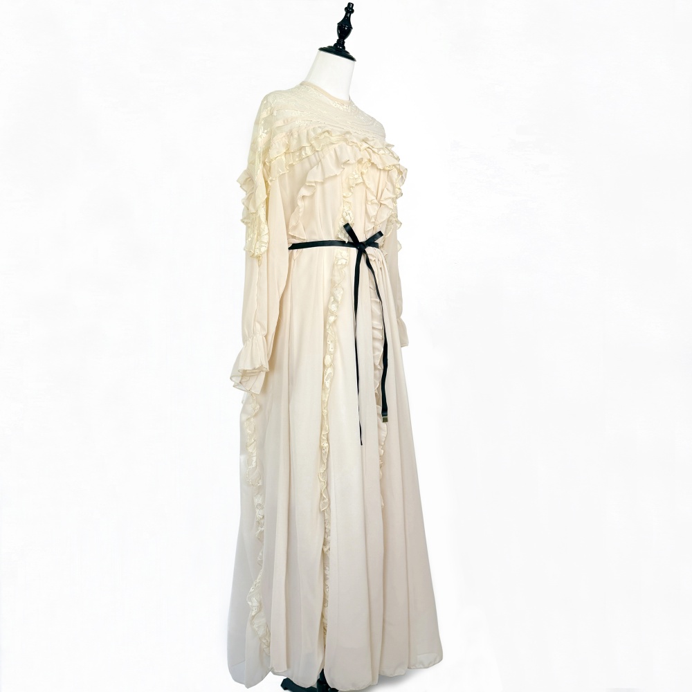 Romantic gauze long dress lotus leaf edges jumpsuit