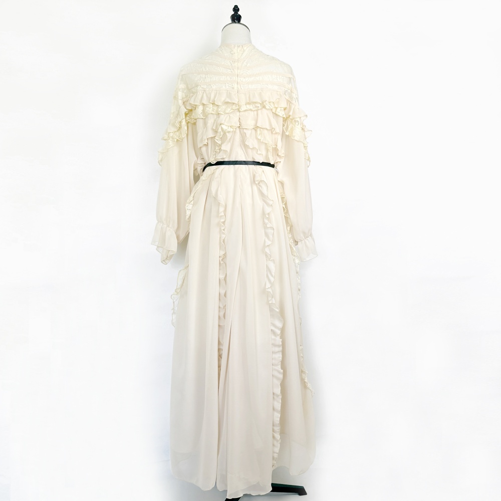 Romantic gauze long dress lotus leaf edges jumpsuit