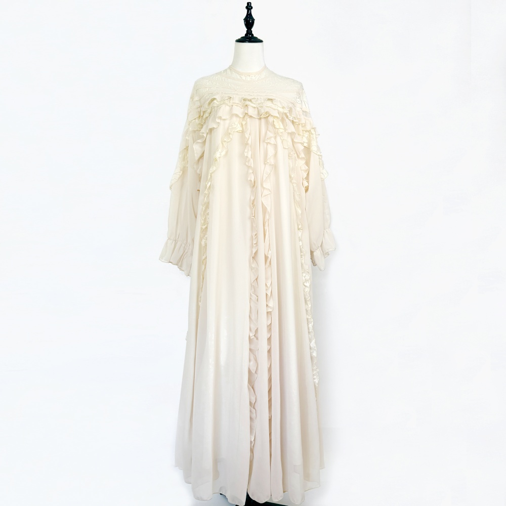 Romantic gauze long dress lotus leaf edges jumpsuit