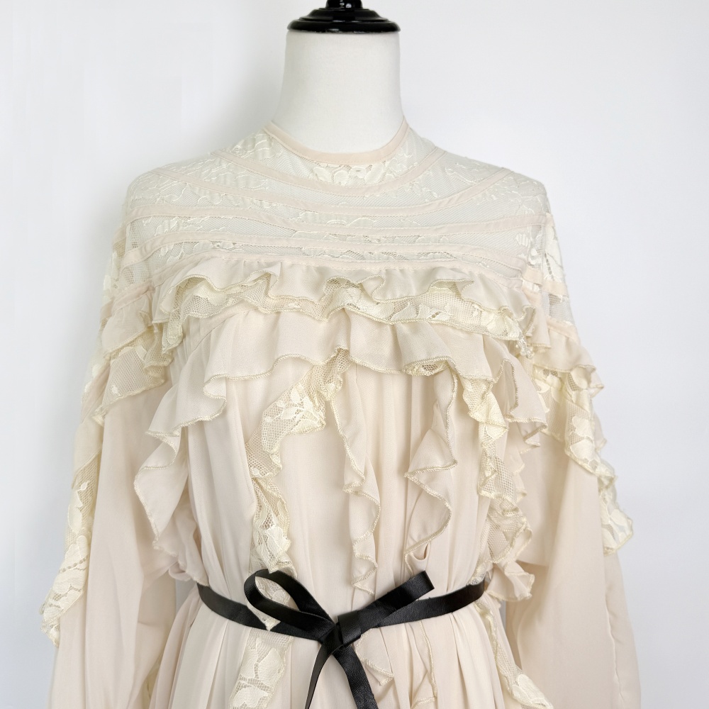 Romantic gauze long dress lotus leaf edges jumpsuit