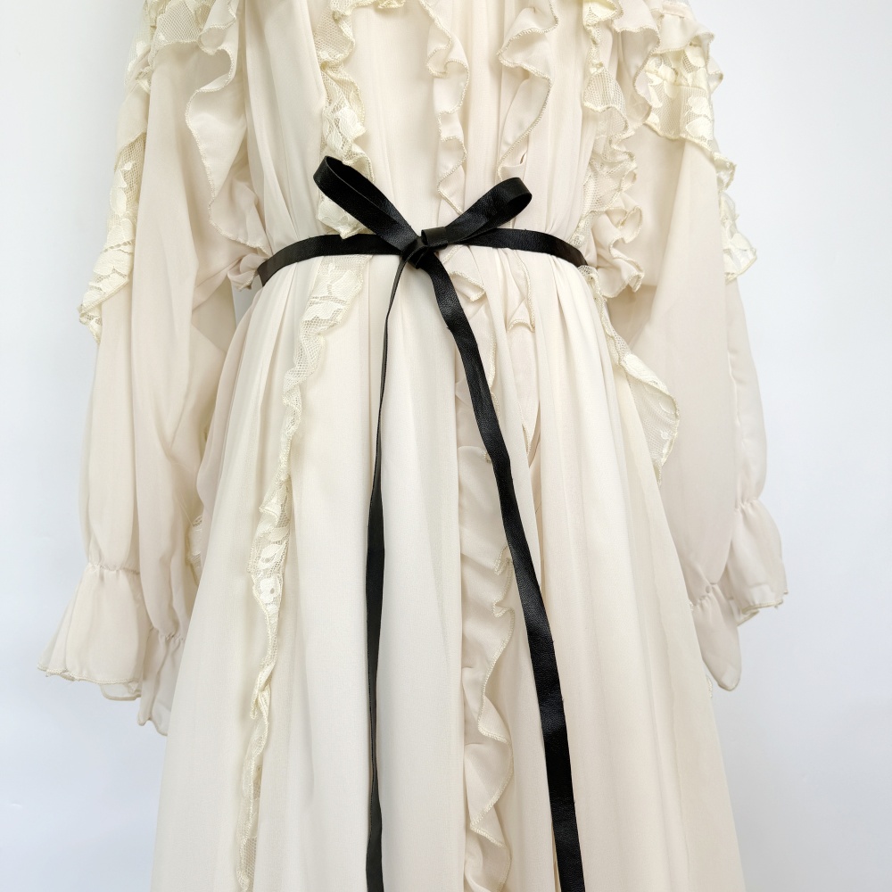 Romantic gauze long dress lotus leaf edges jumpsuit