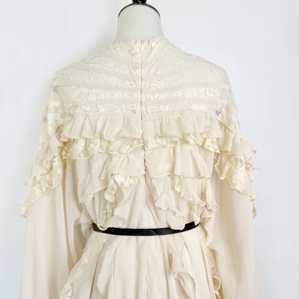 Romantic gauze long dress lotus leaf edges jumpsuit