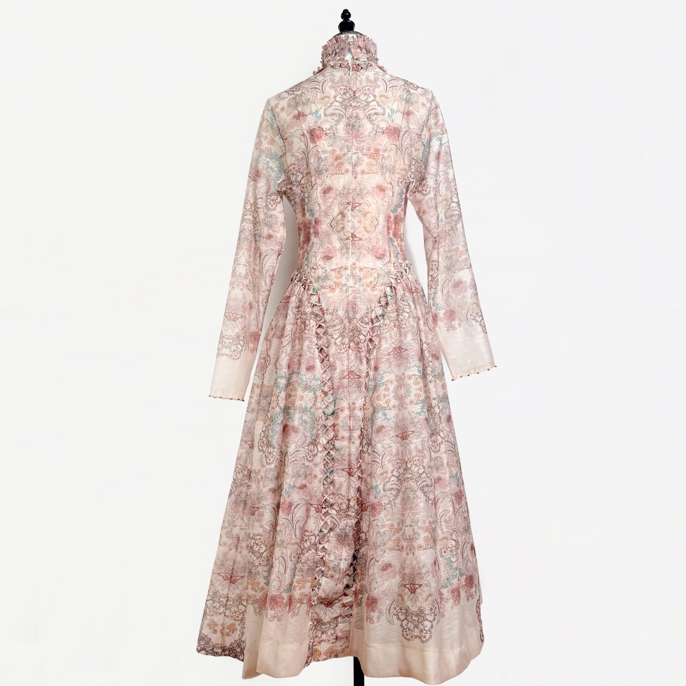 Beads blue thick and disorderly flowers dress