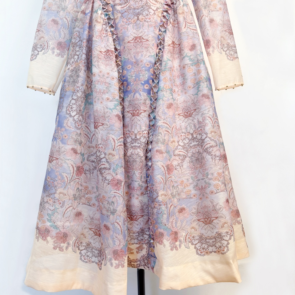 Beads blue thick and disorderly flowers dress