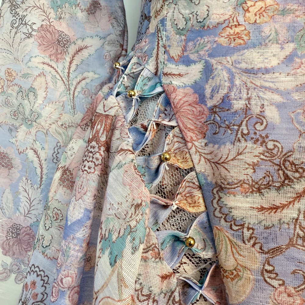 Beads blue thick and disorderly flowers dress