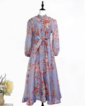 Single-breasted dress long dress for women