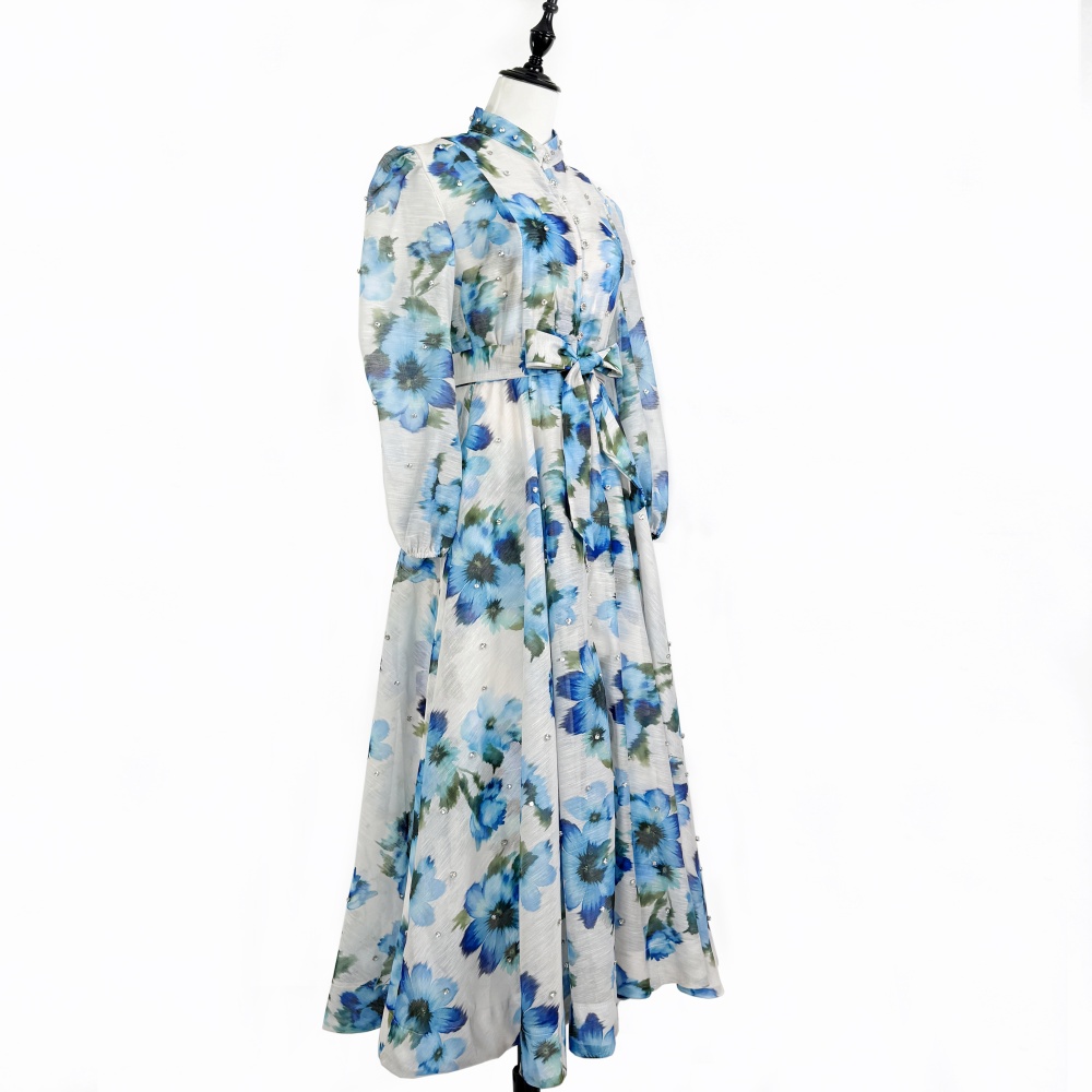 Single-breasted dress long dress for women