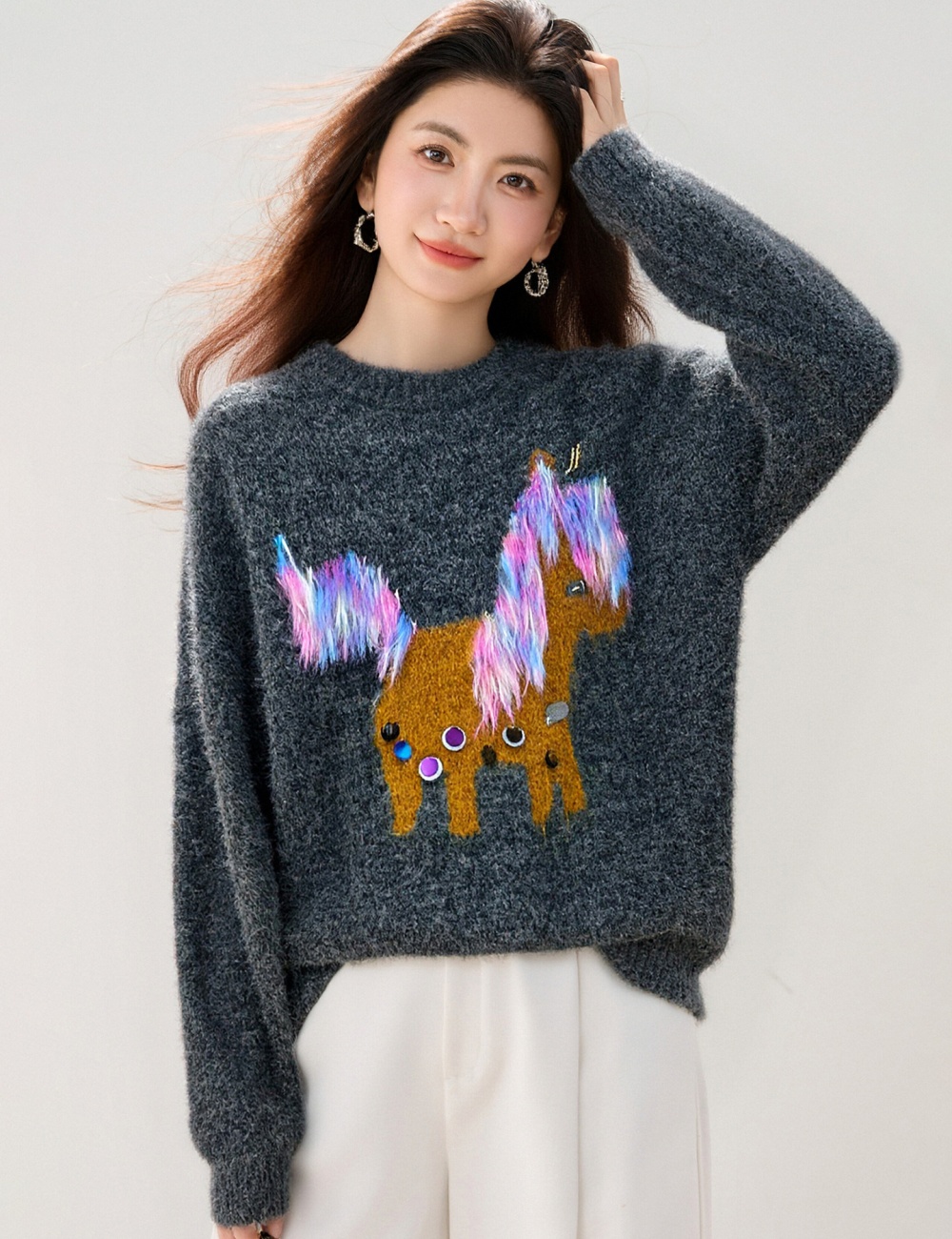 Pseudo-two winter bottoming slim lapel Korean style tops