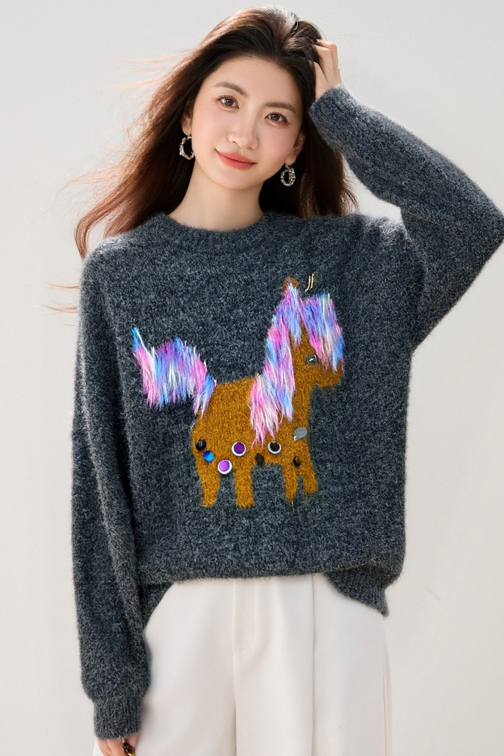 Pseudo-two winter bottoming slim lapel Korean style tops