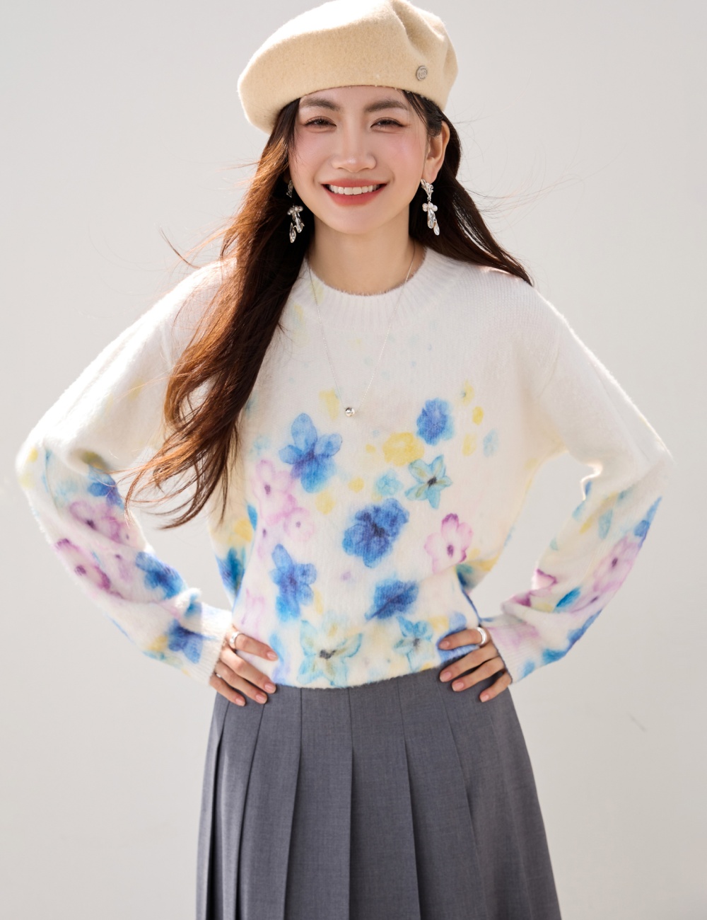 Inside the ride thick flowers lazy blooming sweater for women