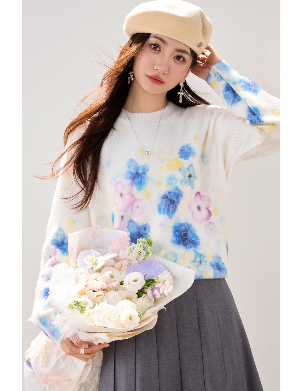 Inside the ride thick flowers lazy blooming sweater for women