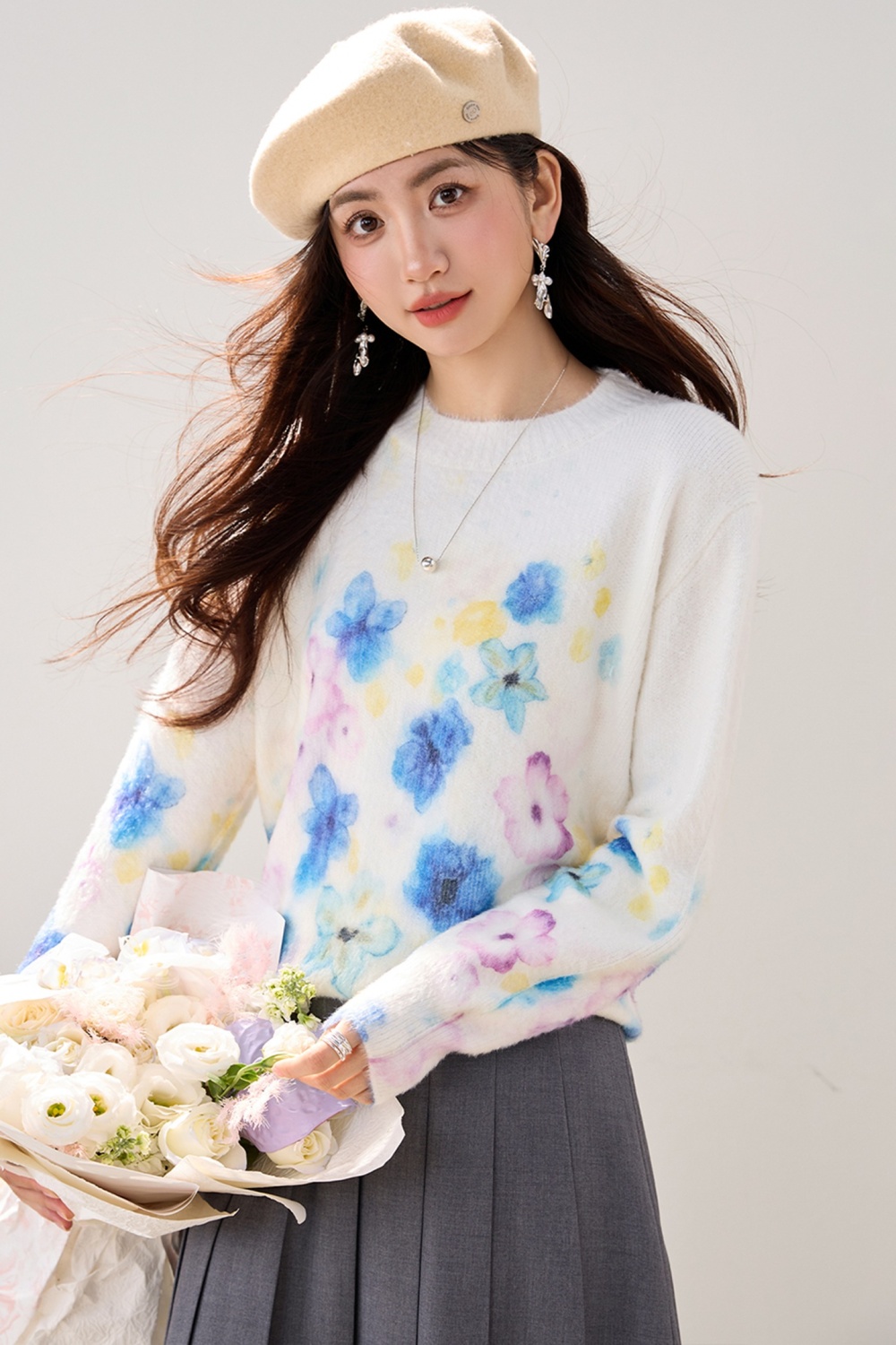 Inside the ride thick flowers lazy blooming sweater for women
