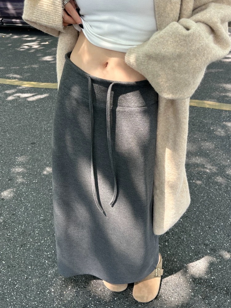 Package hip autumn and winter split slim long skirt