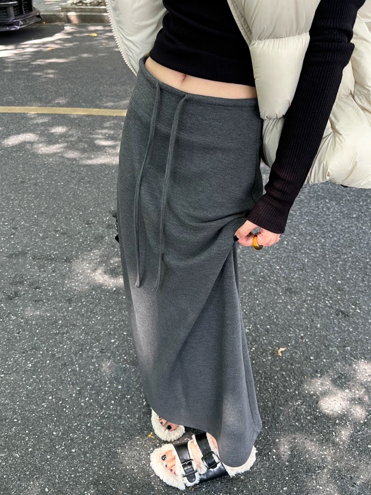 Package hip autumn and winter split slim long skirt