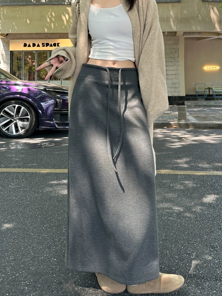 Package hip autumn and winter split slim long skirt