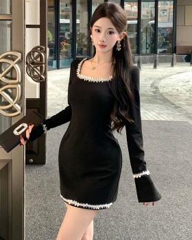 Long sleeve autumn and winter pinched waist dress