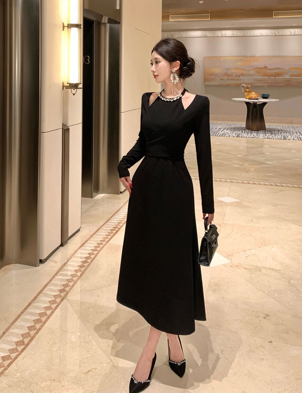 Inside the ride slim dress long sleeve formal dress