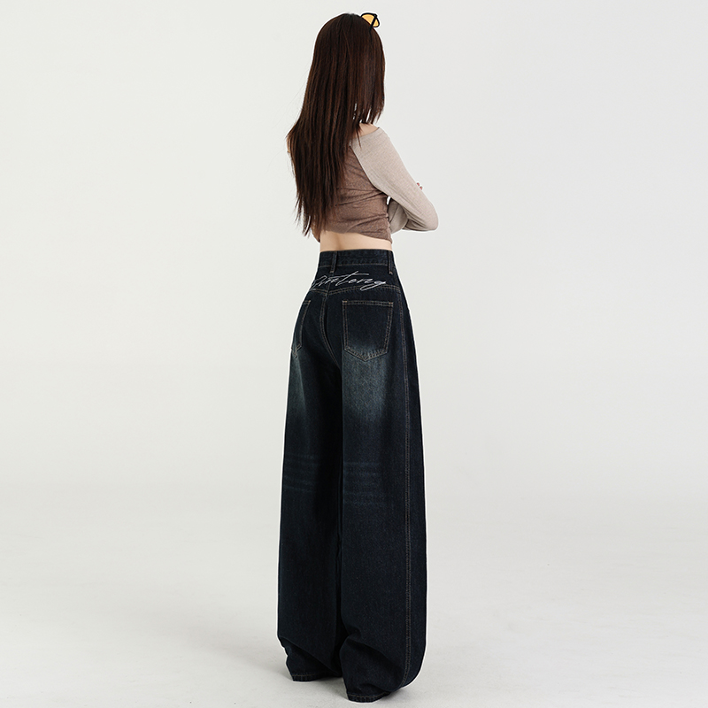 Straight loose jeans lengthen American style long pants