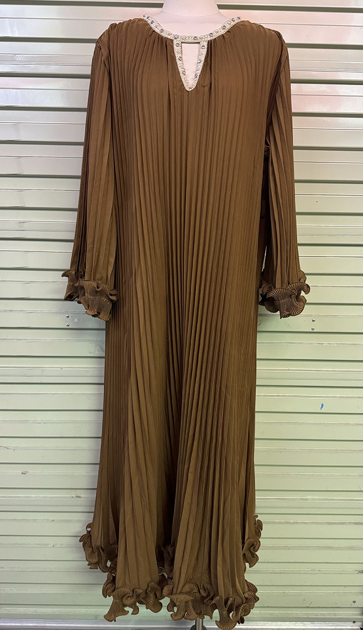 European style wood ear rhinestone dress for women