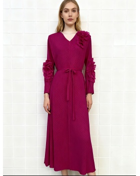 Fold flowers stereoscopic bandage elegant loose dress