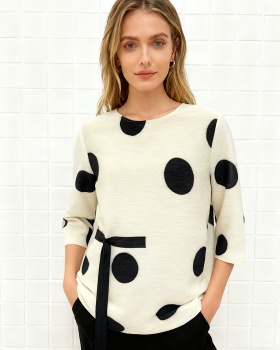 Round neck loose fold printing streamer all-match tops for women