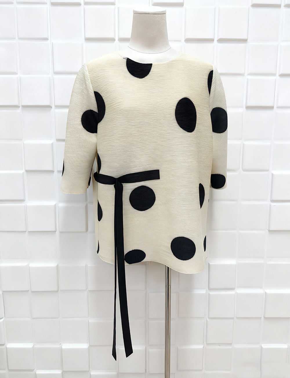 Round neck loose fold printing streamer all-match tops for women