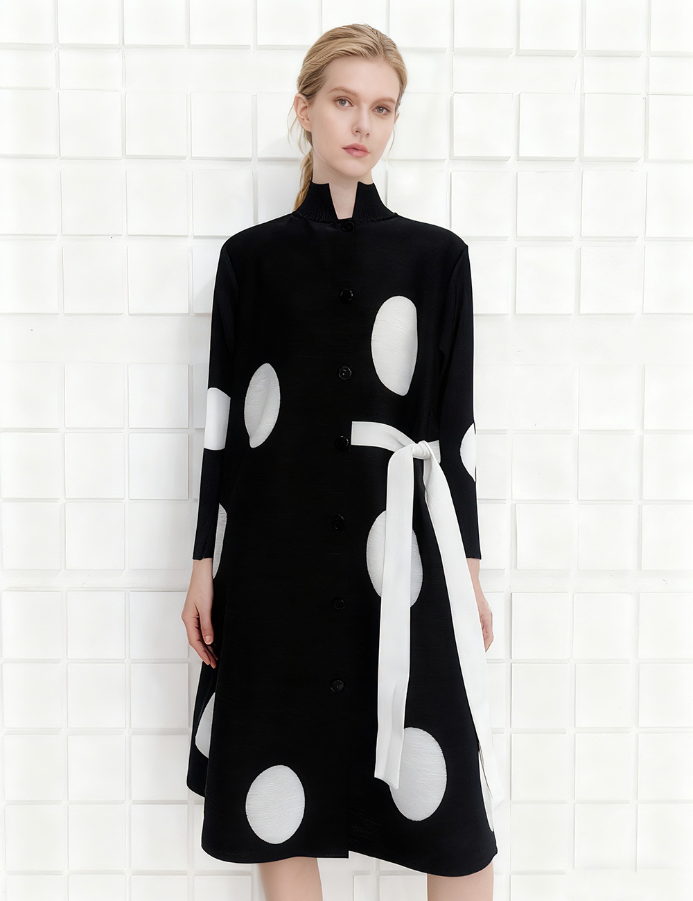 Printing streamer shirt all-match fold dress