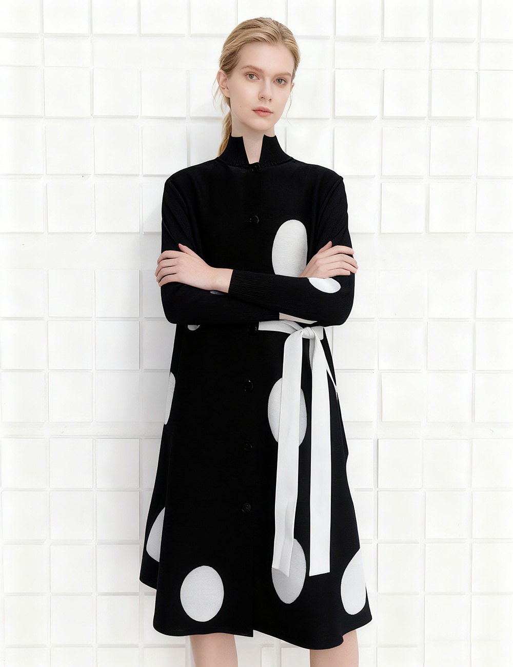 Printing streamer shirt all-match fold dress