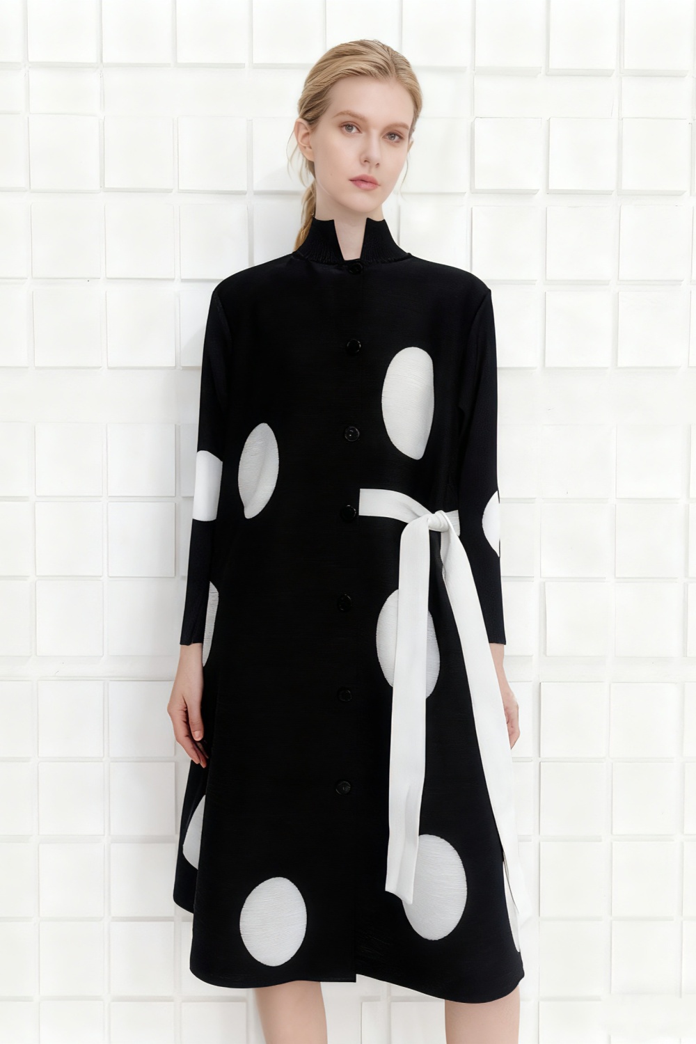 Printing streamer shirt all-match fold dress