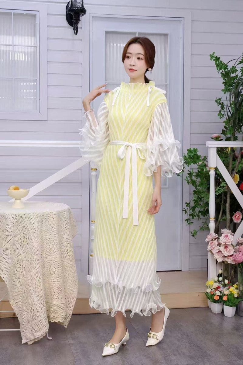 Irregular wood ear Pseudo-two dress for women