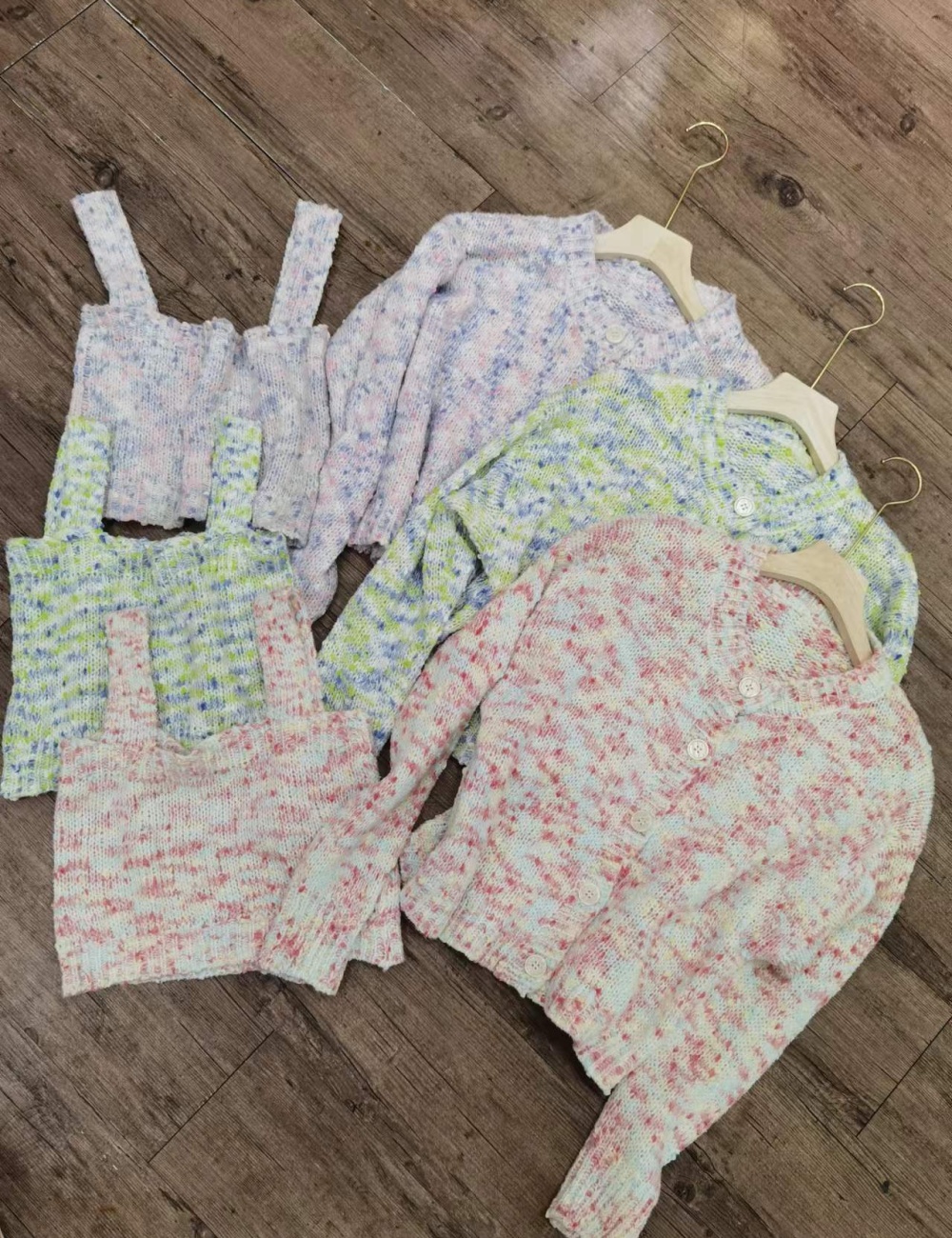 Navel knitted Korean style tops 2pcs set