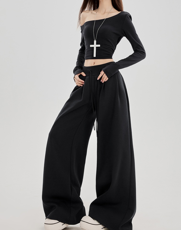 Low-waist wide leg pants sweatpants for women