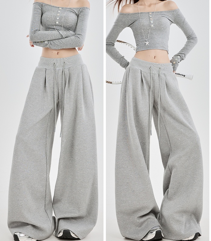 Low-waist wide leg pants sweatpants for women