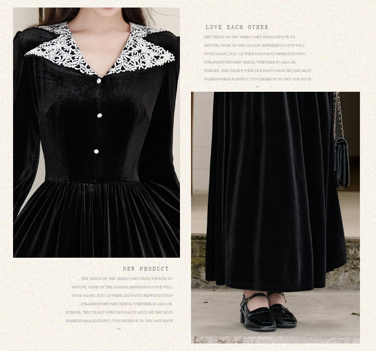 Velvet tender dress elegant temperament long dress