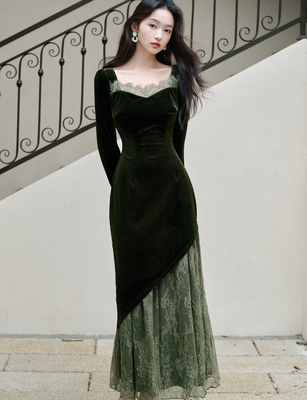 Velvet long dress autumn dress