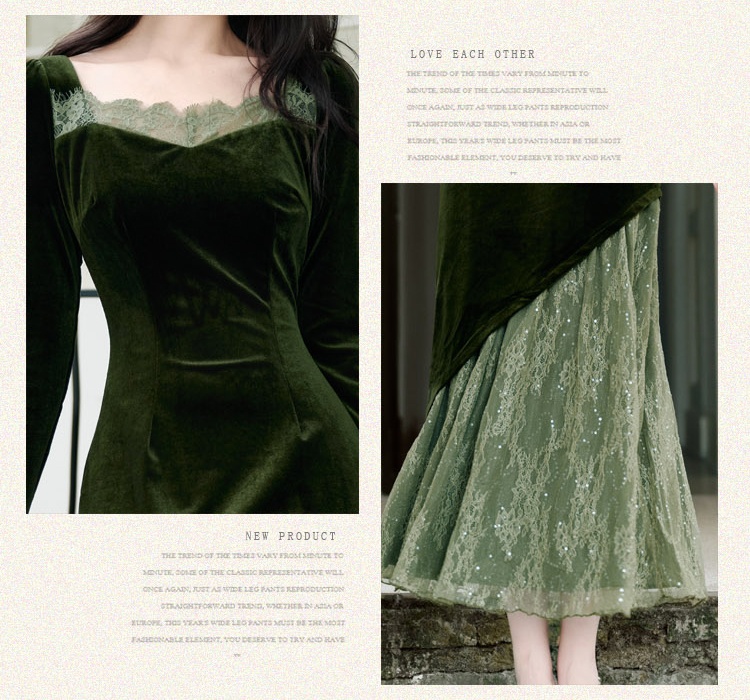 Velvet long dress autumn dress