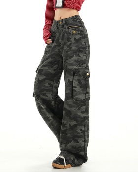 Street work clothing high waist long pants for women