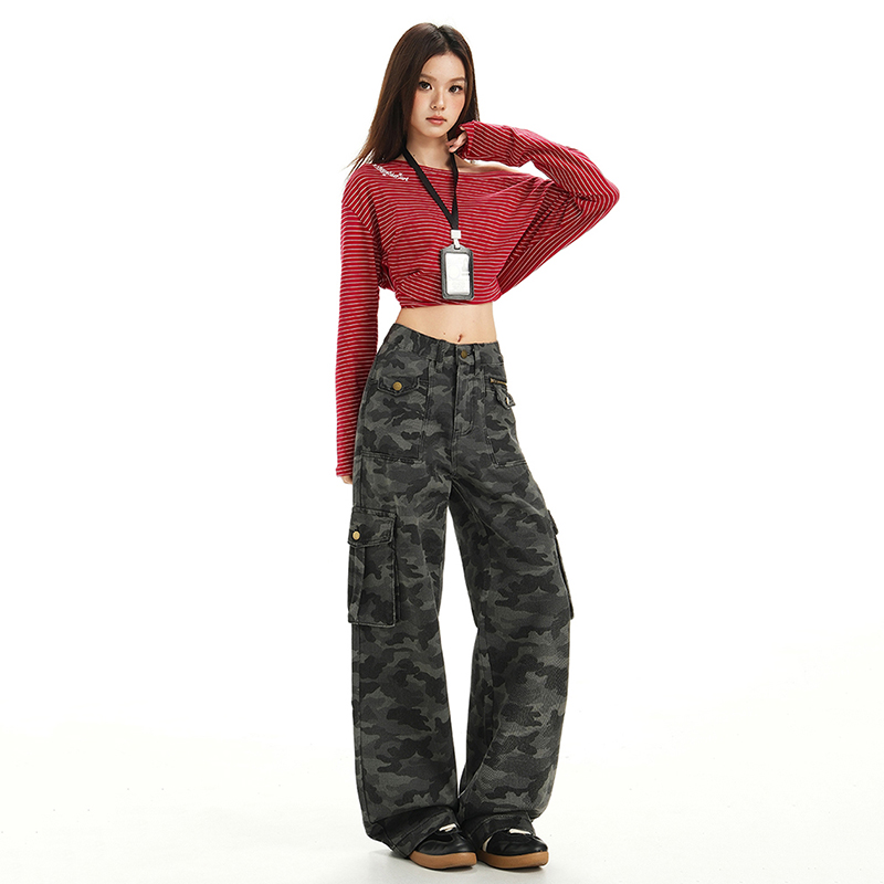 Street work clothing high waist long pants for women