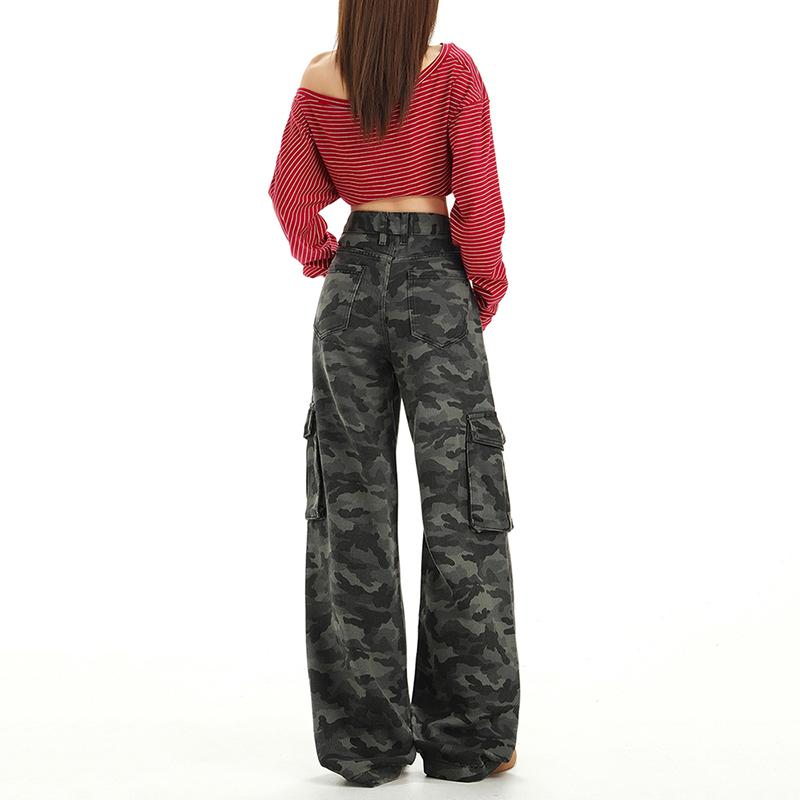 Street work clothing high waist long pants for women