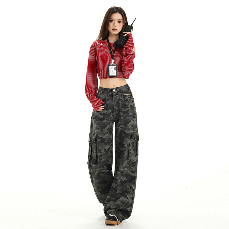 Street work clothing high waist long pants for women