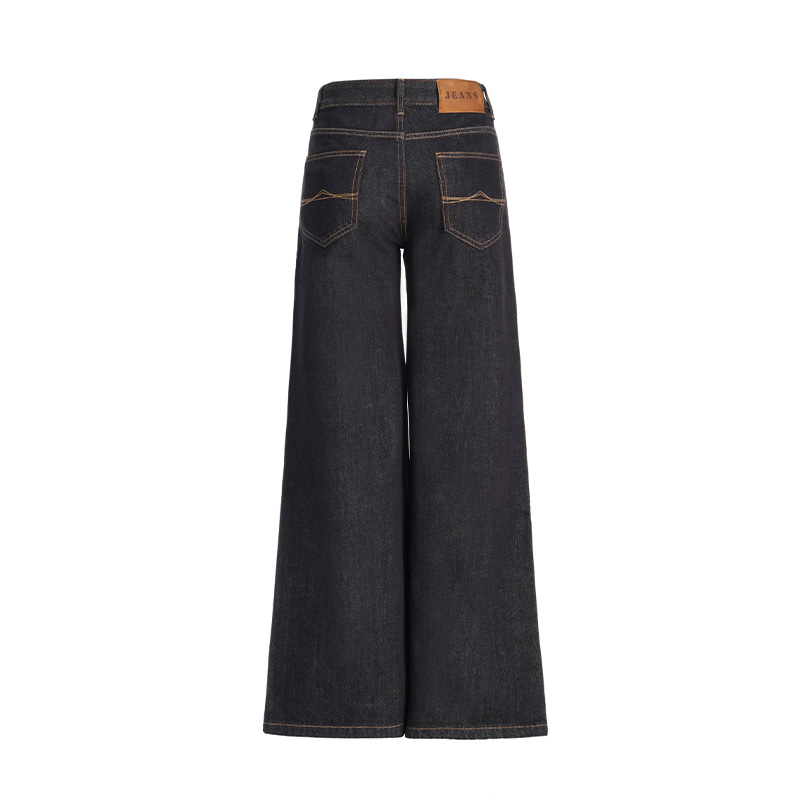 Straight Casual flare pants navy blue jeans for women