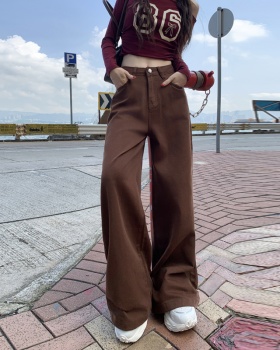 Brown wide leg Korean style loose mopping pants