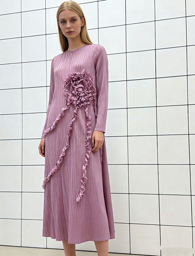 Fold crimp temperament disk flowers dress