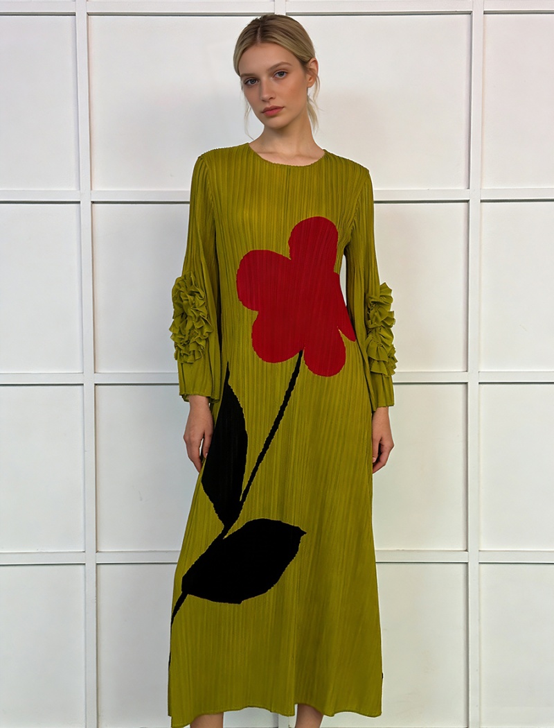 Large yard disk flowers dress loose long dress for women