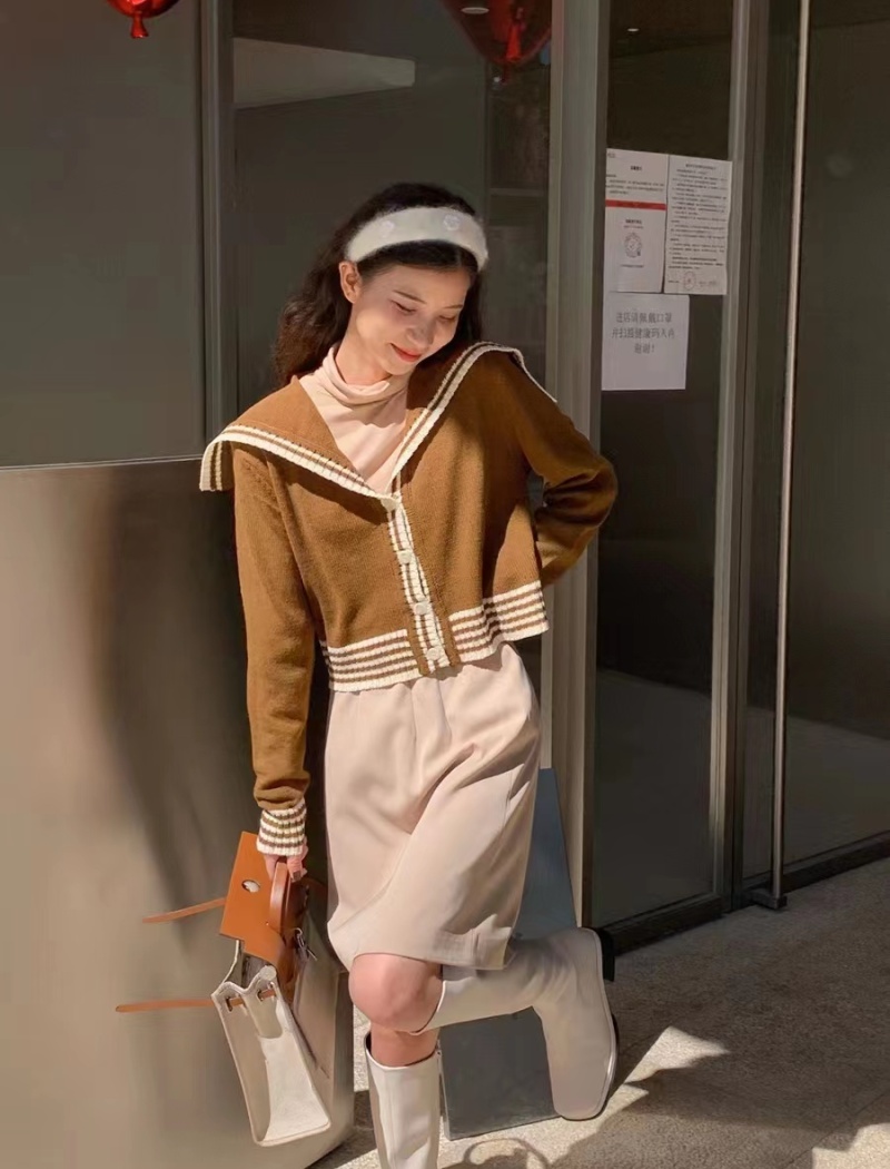 Commuting single-breasted cardigan knitted short sweater