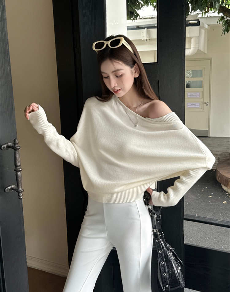 Temperament lazy tops strapless splice sweater for women