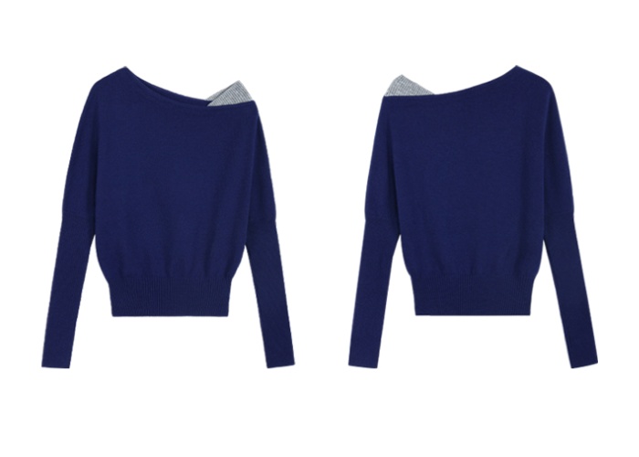 Temperament lazy tops strapless splice sweater for women