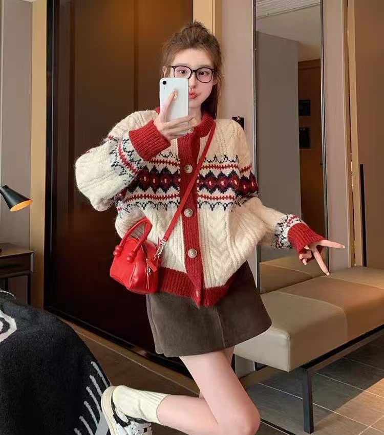 Twist lazy cardigan bottoming sweater for women