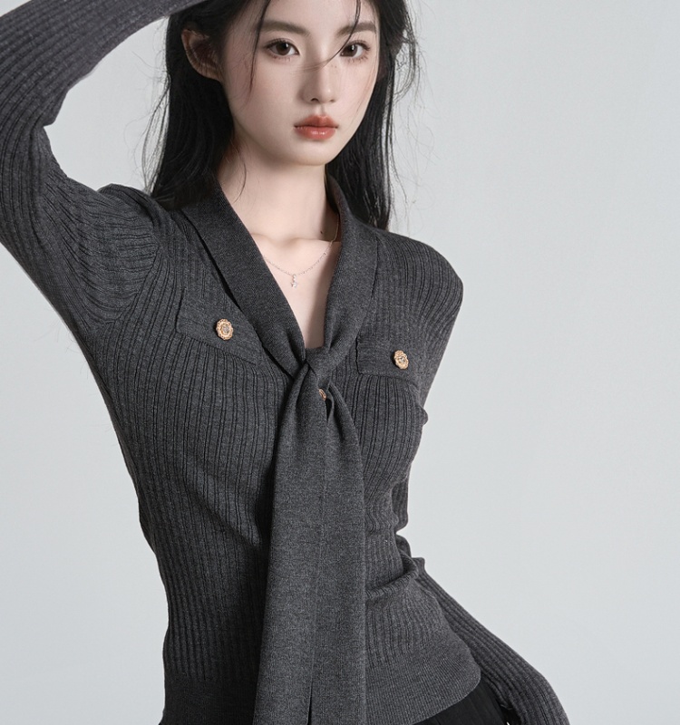 V-neck sweater bandage tops for women